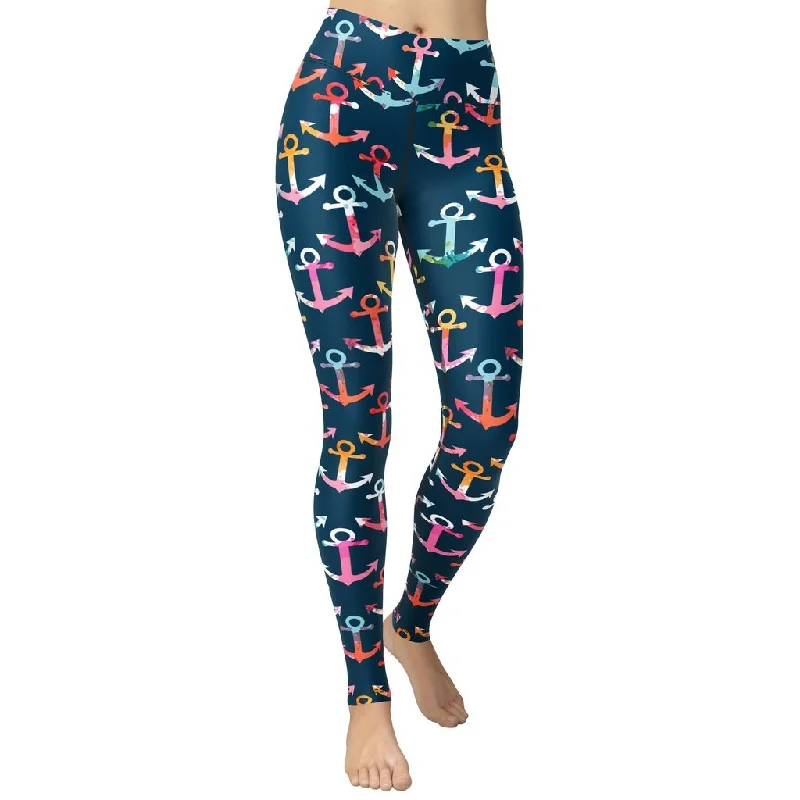 Colorful Anchor Yoga Leggings