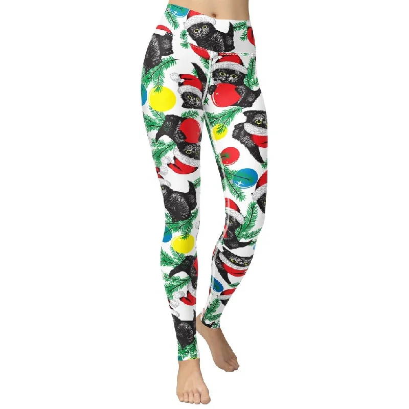 Cute Christmas Cat Yoga Leggings