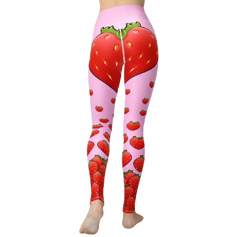 Strawberry Heart Shaped Yoga Leggings