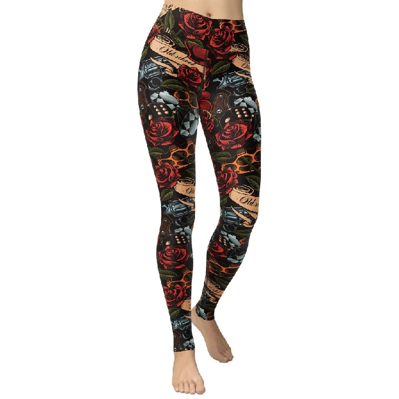 Vintage Tattoos Yoga Leggings